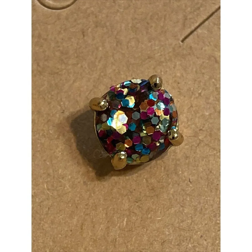 Gold‎ Confetti Post EARRINGS Rainbow Glitter NWOT